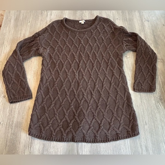 Pure Jill Sweater Women’s Medium Brown Wool Blend Cable Fisherman Knit Pullover. - Picture 2 of 10